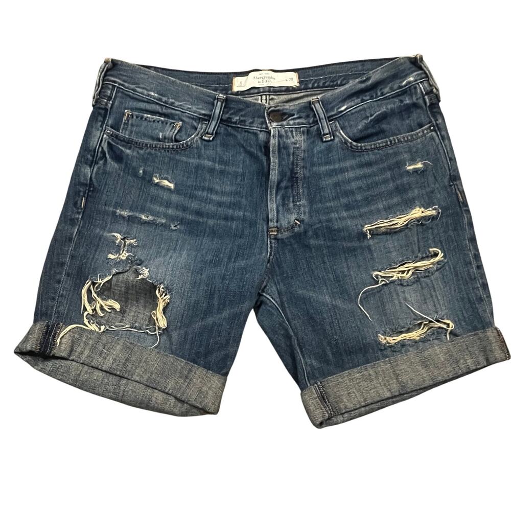 Abercrombie & Fitch Distressed Denim Shorts Women’s 6 W28 Cuffed Y2K